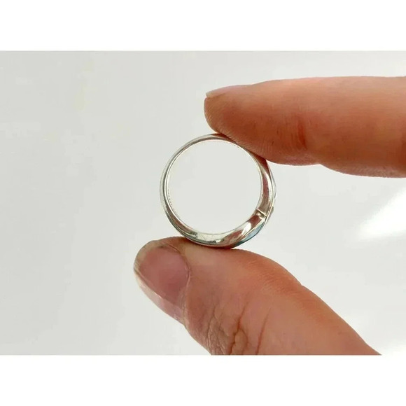 Onyx & Turquoise Inlaid Geometric Southwestern Style Vintage Unisex Ring sz 4.5 - Picture 8 of 8